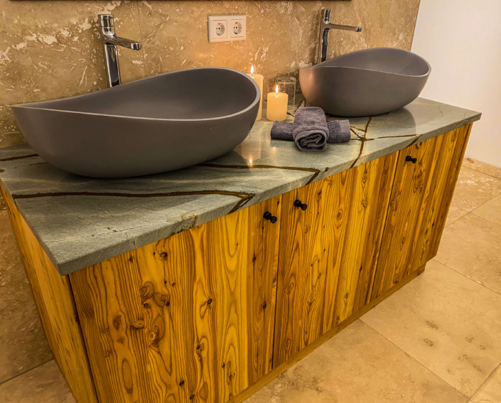 2 Waschbecken Natursteinplatte