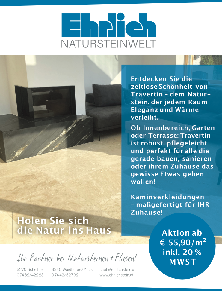 Travertin Aktion 2025/26 Inserat